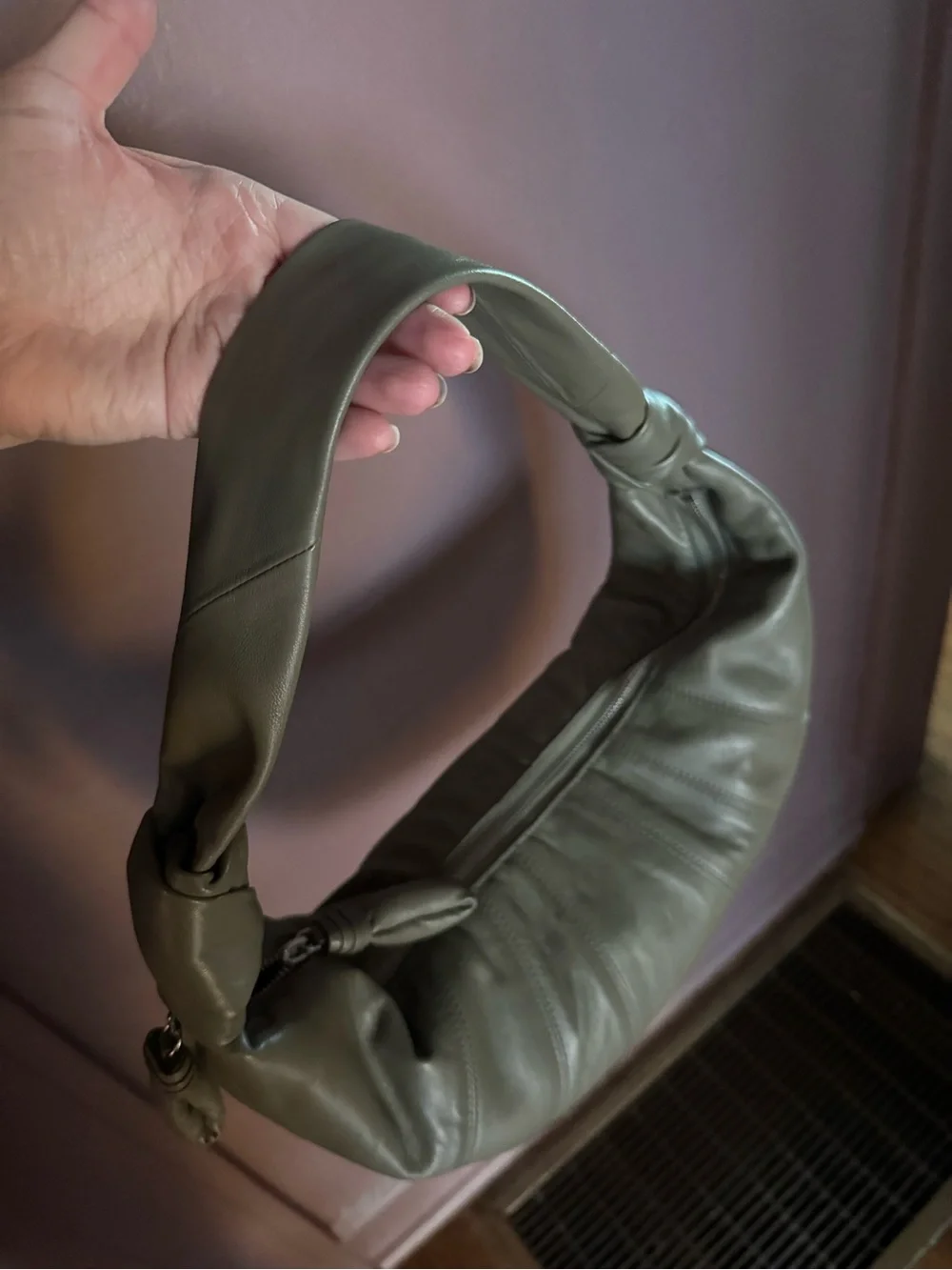Lemaire Fortune Croissant Bag in Dark Sage